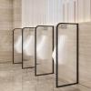 Waterproof Urinal Partition for Hotel/Public Restrooms, Tempered Glass with Stainless Steel Frame, Ideal for School and Bar Restrooms (Black, 3-Piece Set) view 1