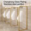 Waterproof Urinal Partition for Hotel/Public Restrooms, Tempered Glass with Stainless Steel Frame, Ideal for School and Bar Restrooms (Black, 3-Piece Set) view 3