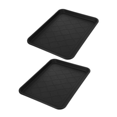 Black Shoe Trays, 2-Pack, Plastic for Entryways