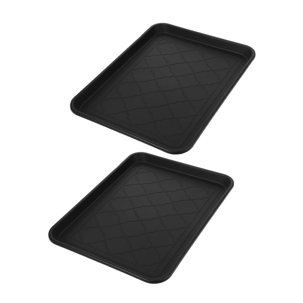 Black Shoe Trays, 2-Pack, Plastic for Entryways