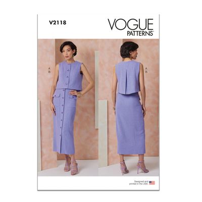 Vogue Sewing Pattern V2118U5 Top and Skirt for Women, U5 (44-46-50-52)