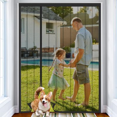 FYHDSH Magnetic Screen Door, Side-Opening, Adhesive Mount, Black-A, 190 x 210 cm