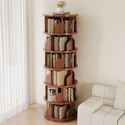 Rotating Solid Wood Bookshelf Tower, 360° Turntable Storage Rack