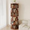 Rotating Solid Wood Bookshelf Tower, 360° Turntable Storage Rack view 1