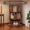 Rotating Solid Wood Bookshelf Tower, 360° Turntable Storage Rack view 4