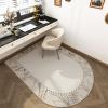 Highdi Office Chair Floor Mat, Semicircular, Scratch-Resistant, Anti-Slip, Khaki Leaf, 90 x 150 cm view 1
