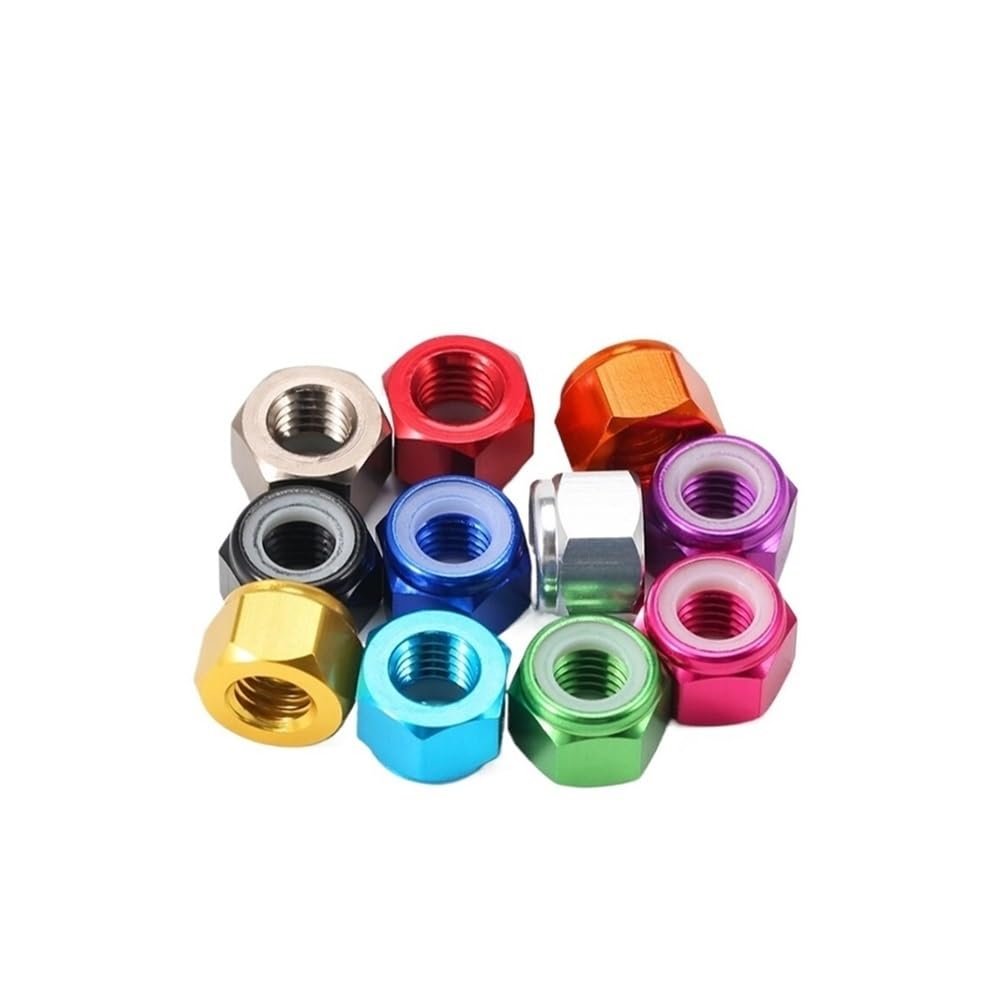 SellGood 10-Pack M3 Aluminum Hex Lock Nuts with Nylon Insert, Purple