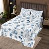 Manfei Nautical Sailboat Bedspread Set, Tropical Palm and Coconut Tree Retro Navy Blue Design view 1