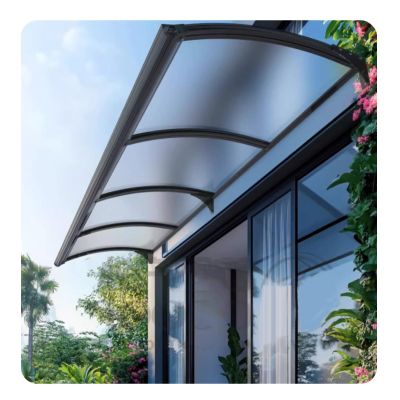 QWEASDF Door Canopy with Side Panel, Polycarbonate and Aluminum, 100 x 320 cm