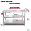 Snaweo Stainless Steel Work Table for Kitchens, Adjustable Feet, 80 x 60 x 80 cm view 2