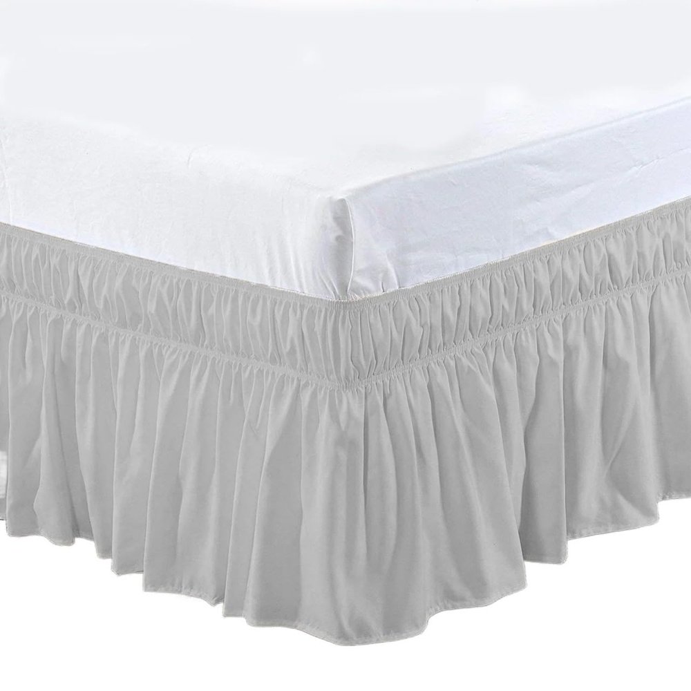 WANGBINGXING Bed Skirt, 1 Pc, Elastic, Soft and Comfortable, Colorfast, Light Gray, Full 190.5 x 137 x 40 cm