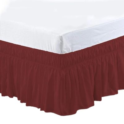 WANGBINGXING Elastic Bed Skirt, Wine Red, Twin 190.5 x 99 x 40 cm