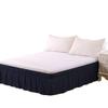 WANGBINGXING Solid-Color Brushed Bed Skirt, Dark Blue, Queen 153 x 203 x 38 cm view 1