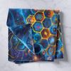 Loussiesd Honeycomb Tapestry, 130 x 150 cm, Blue and Gold Glitter Geometric Hexagon Design view 2