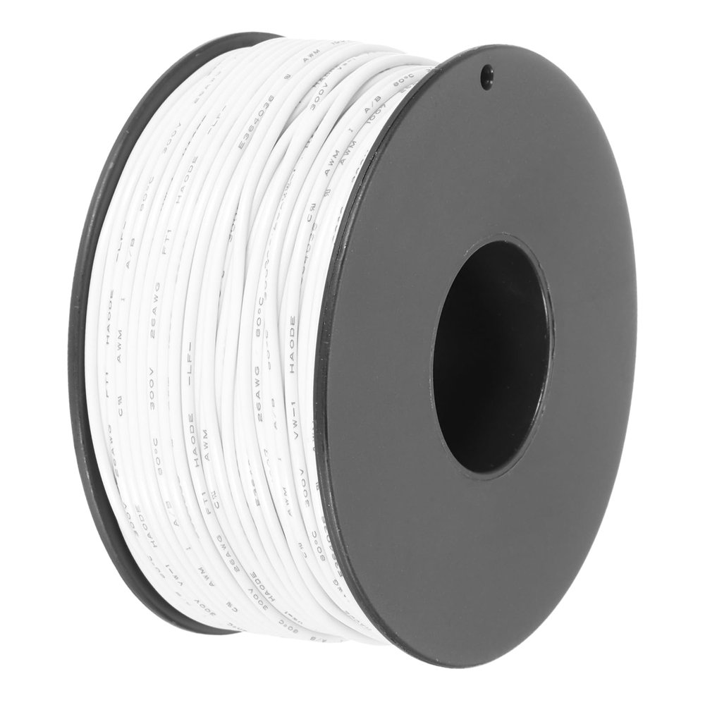 QUARKZMAN 26 AWG Silicone Electrical Wire, UL1007 300 V, 50 m Tinned Copper Stranded Wire, White