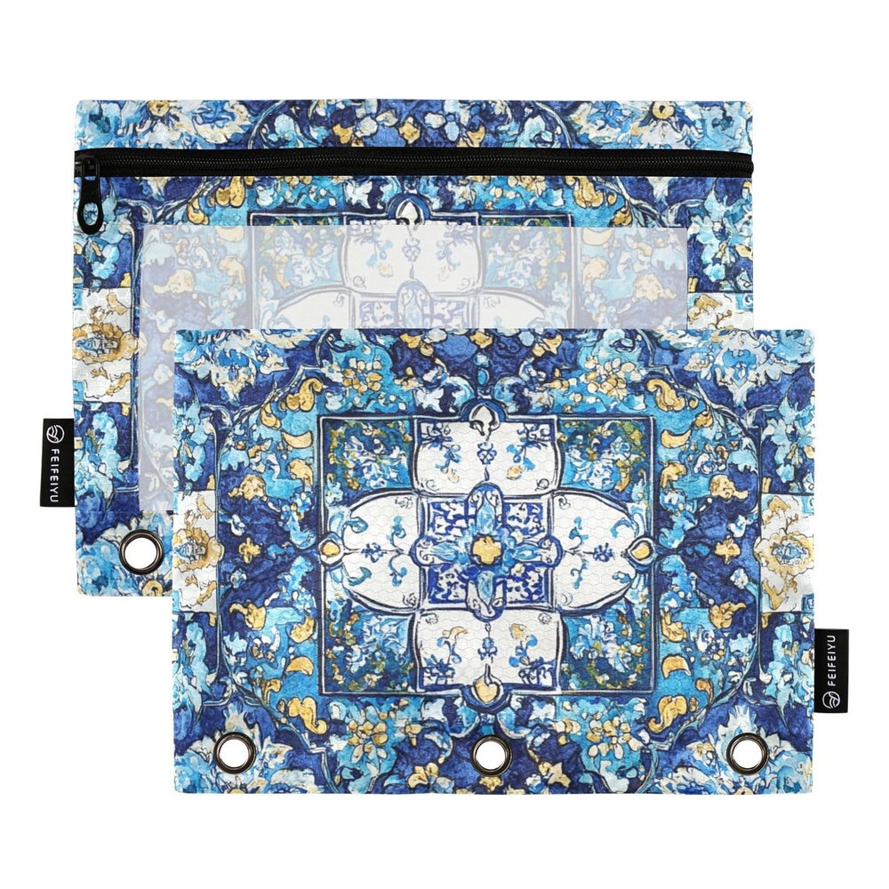 Bohemian Vintage Mandala Flower Binder Pockets, 3-Hole Punched, for 3-Ring Binders