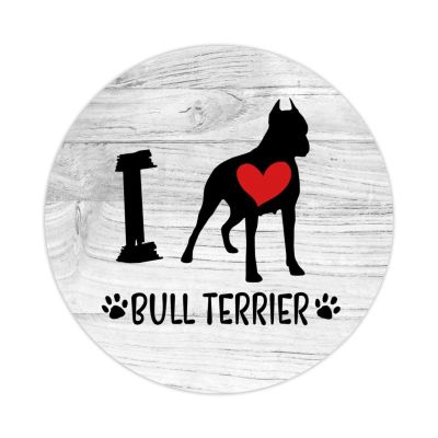 I Love Bull Terrier Round Vinyl Stickers, 1.5 in, Set of 50