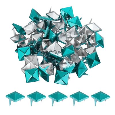 QUARKZMAN 150-Piece 10 mm Blue Square Pyramid Studs for Clothing and Leather
