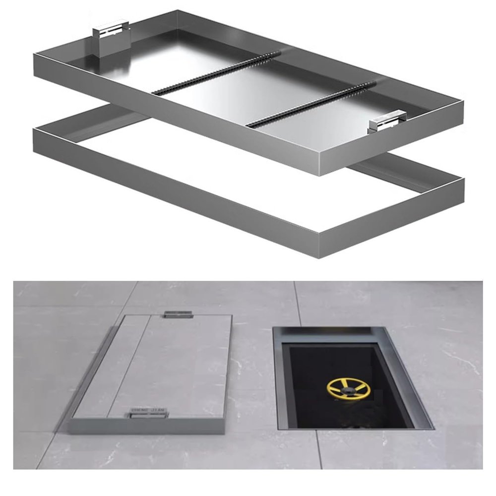 Wzmazingly Recessed Access Hatch Cover with Concealed Handle, 304 Stainless Steel Frame, 50 x 35 x 5 cm