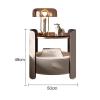 Round Solid Wood Nightstand with Open Storage Shelf, 49 x 50 cm view 2
