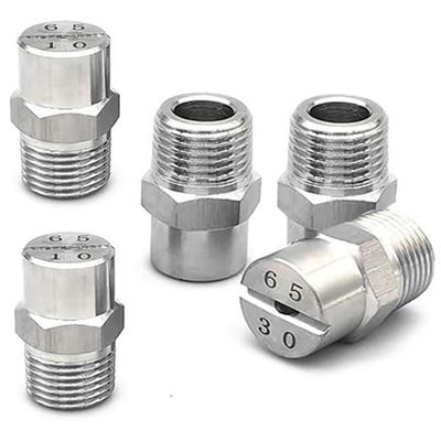 5-Pack Stainless Steel Fan Spray Nozzles, 1/8" & 1/4" BSPT, 65°