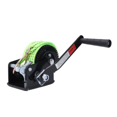 Yumili 600 lb Hand Winch with 5 m Polyester Strap and Dual-Way Ratchet Hook