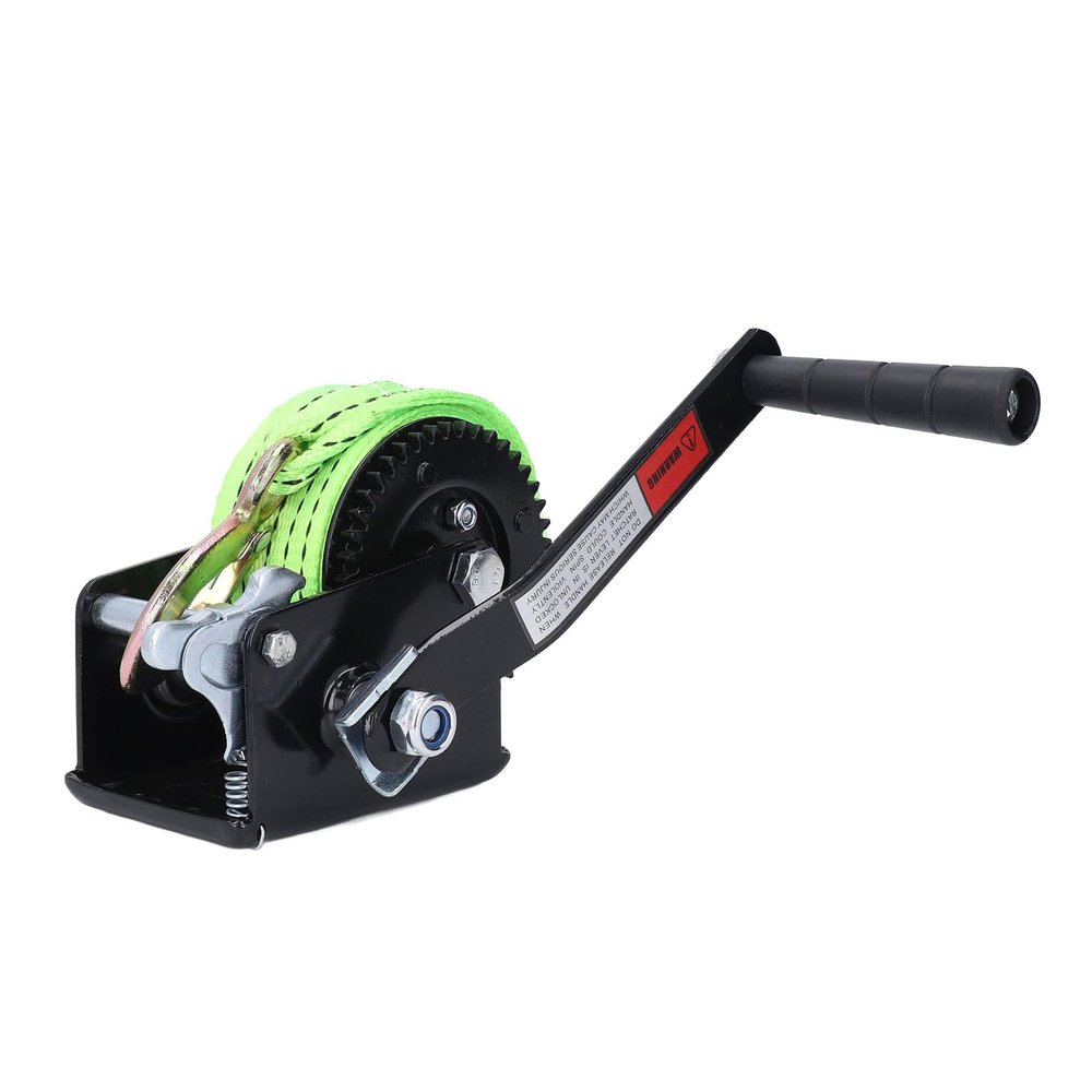 Yumili 600 lb Hand Winch with 5 m Polyester Strap and Dual-Way Ratchet Hook