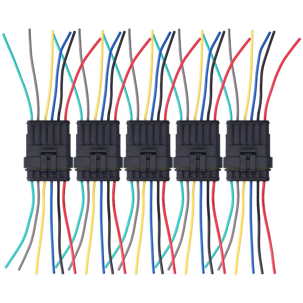 5-Piece 6-Way Automotive Electrical Connector for Cars, Boats and Trucks