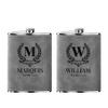 2-Pack 8 oz Personalized Stainless Steel Hip Flasks, Gray view 1