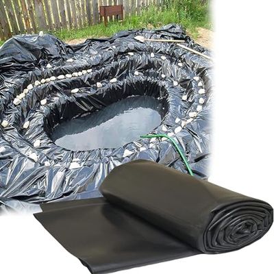 Black Fish Pond Liner for Fish Ponds, Fountains, Waterfalls and Gardens, 5 x 6 m