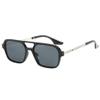 frissin Small Square Sunglasses for Women, Luxury Vintage Hollow-Out Leopard Print, Blue and Transparent Pink view 2