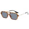 frissin Small Square Sunglasses for Women, Luxury Vintage Hollow-Out Leopard Print, Blue and Transparent Pink view 3
