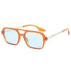 frissin Small Square Sunglasses for Women, Luxury Vintage Hollow-Out Leopard Print, Blue and Transparent Pink view 4