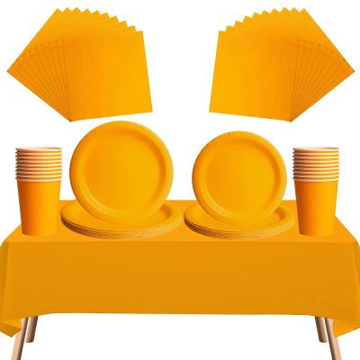 69-Piece Yellow Disposable Tableware Set