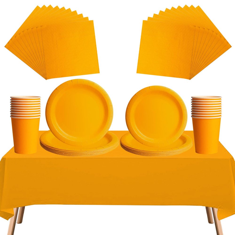 69-Piece Yellow Disposable Tableware Set