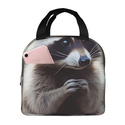 MKNAZ Insulated Lunch Bag with Cute Raccoon Design