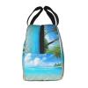 MKNAZ Insulated Lunch Bag with Tropical Beach Plant Print view 2