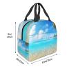 MKNAZ Insulated Lunch Bag with Tropical Beach Plant Print view 3