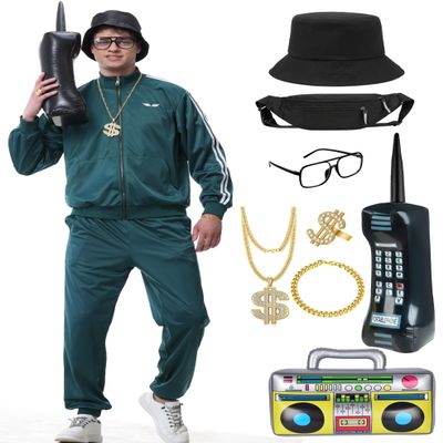 Abawaka 1980s/1990s Retro Tracksuit Costume Set for Men and Women