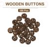 QUARKZMAN 100-Piece 9 mm 4-Hole Round Wooden Buttons, Coffee view 3