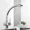 KJHONG Kitchen Sink Faucet for Bar, Farmhouse, Commercial, Clean Kitchen, Hot/Cold Mixer, Double-Handle Rotation (Chrome) view 2