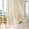 JMORCO Rustic Crochet Lace Curtains, Knitted Cotton Curtain Panels, B-Beige, Rod Pocket, W150 x H100 cm view 2
