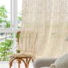 JMORCO Rustic Crochet Lace Curtains, Knitted Cotton Curtain Panels, B-Beige, Rod Pocket, W150 x H100 cm view 3