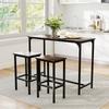 RELAX4LIFE Bar Table and 2 Barstool Set, 3-Piece Dining Set with Metal Frame and Footrests, Industrial Style, Gray view 2