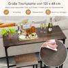 RELAX4LIFE Bar Table and 2 Barstool Set, 3-Piece Dining Set with Metal Frame and Footrests, Industrial Style, Gray view 3