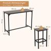 RELAX4LIFE Bar Table and 2 Barstool Set, 3-Piece Dining Set with Metal Frame and Footrests, Industrial Style, Gray view 4