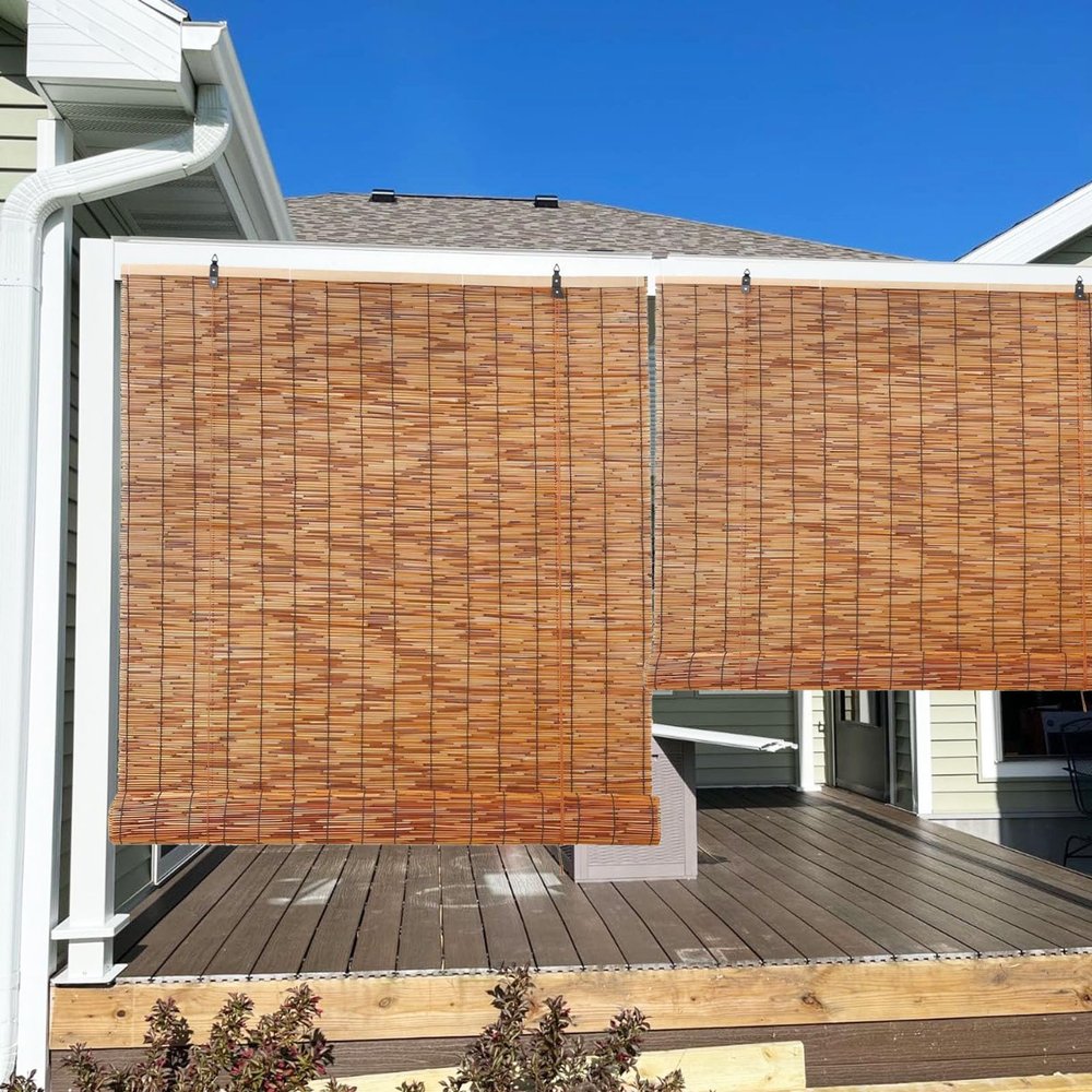 Natural Bamboo Reed Blind, Outdoor Weather-Resistant, Light & Privacy Filtering, Side-Pull, 50 x 60 cm