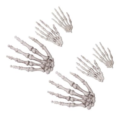 3 Pairs of Plastic Skeleton Hand Decorations for Halloween