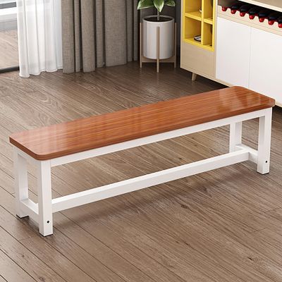 Wood Dining Bench with Metal Legs, Space-Saving Indoor Bench