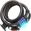 Bike Lock with LED Light, 4-Digit Combination, Steel Cable, 120 cm / 12 mm view 1